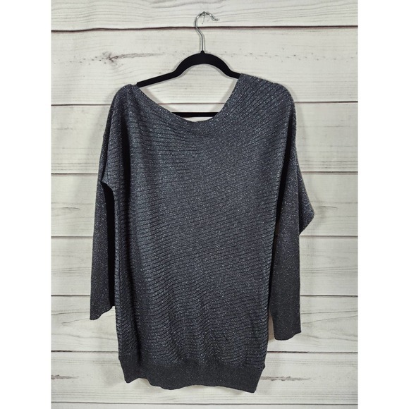 White House Black Market Womens Gray Round Neck Long Sleeve Sweaters Size Medium - Picture 2 of 6